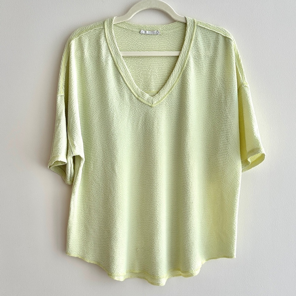 entro V-Neck Dolman Sleeve Bright Green Tee, Women’s Casual Waffleknit Blouse